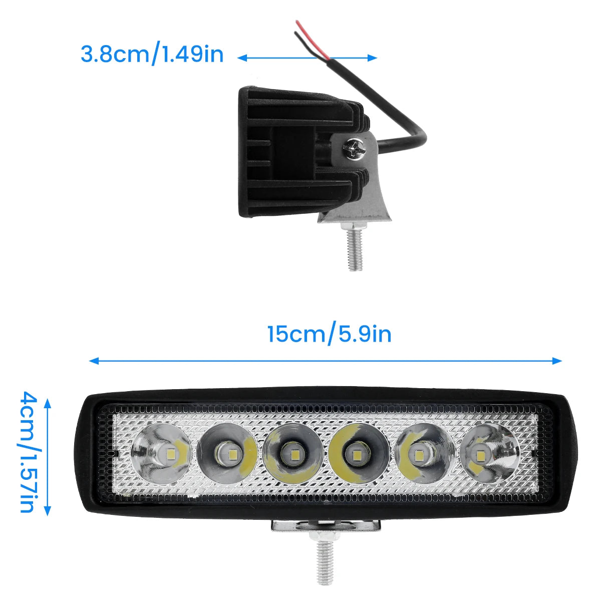 LED Light Bar 12V 18W 6000K Super Bright Work Light IP67 Waterproof